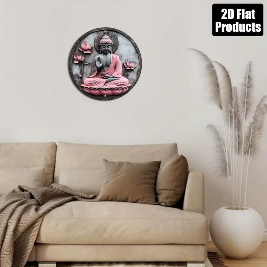 HELLOYOUNG Buddha Metall-Wandkunst aus Eisen zur Meditation, Durchmesser: 20 cm - Bild 2
