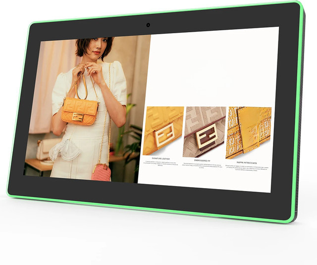EUTES Android PoE Tablet PC mit 15,6 Zoll Display, LED-Anzeige, Hexa-Core Prozessor, 2GB DDR3, 16GB Flash, Bluetooth und WiFi in Schwarz und Grün inklusive Wandhalterung - Bild 1