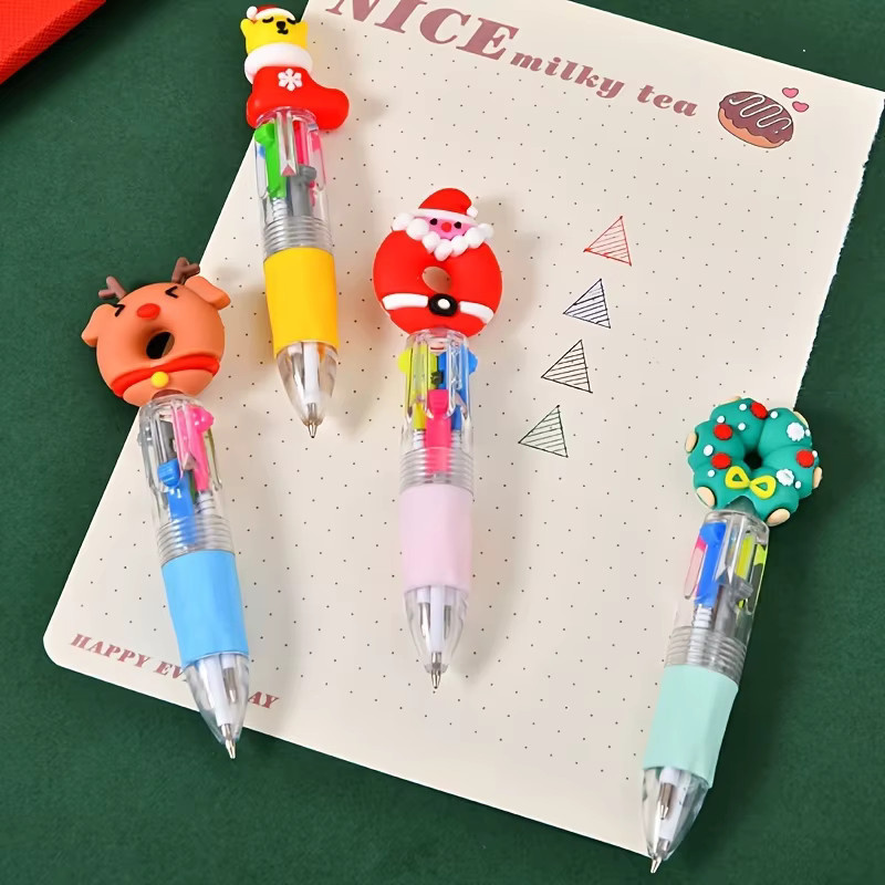 Niedrige Mini-Weihnachtskugelschreiber in Mehrfarben mit verschiedenen Designs für sanftes Schreiben - Bild 4