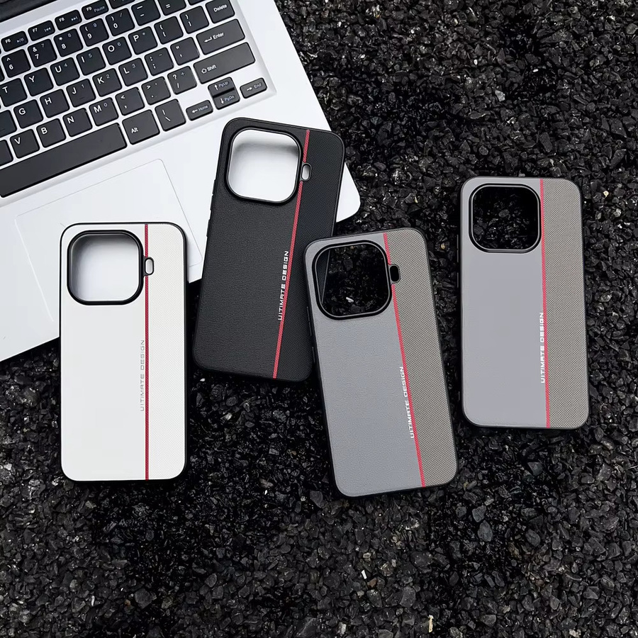 Slim Skin Protect Hard Cover Lederhülle mit Litschi- und Rautenmuster für Xiaomi 15, 14 und 13 Ultra Pro in Grau - Bild 3