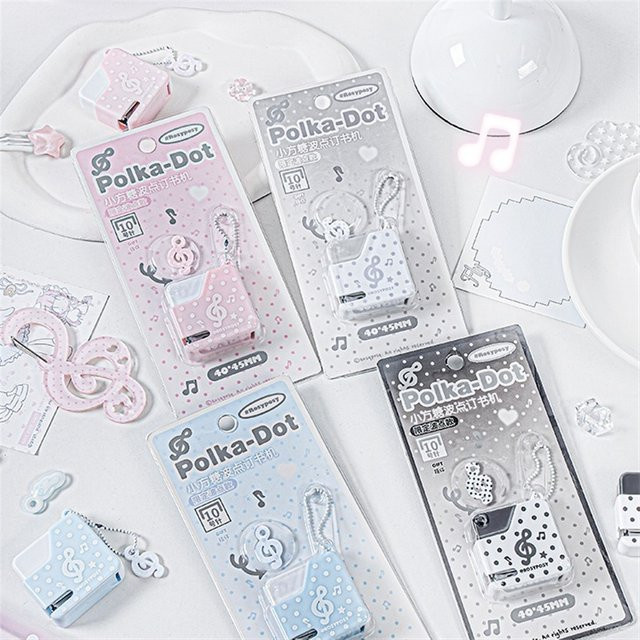 Kawaii Sugar Wave Heftgerät-Set für Büro und Schule in quadratischem Mini-Design - Bild 1