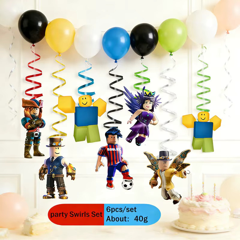 Robloxed Party-Deckendekoration 6 Stück Hängende Spiralen in Multicolor für Geburtstagsfeiern - Bild 2