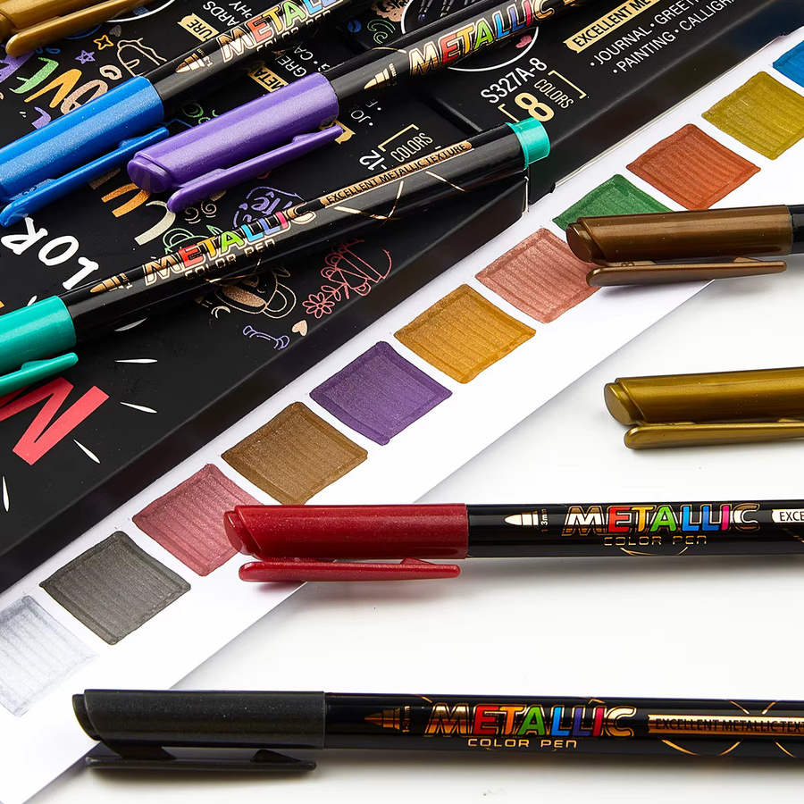 Metall-Farbmarker-Set mit Bullet-Spitze in Multicolour, schnell trocknende Farbstifte für Tagebuchzeichnungen und Notizen - Bild 2