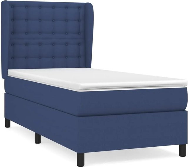 vidaXL Boxspringbett Hybrid mit Matratze Blau Stoff B/T/H: 90 x 200 x 128 cm - Bild 1