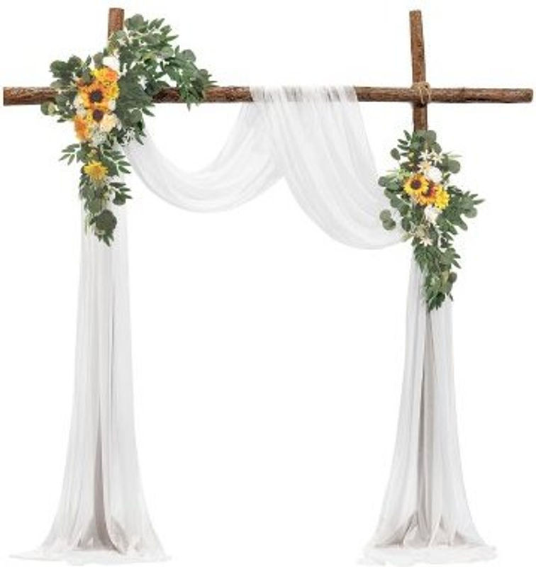 VEVOR 3er-Set künstliche Blumenarrangements für Hochzeitsbögen in Gelb und Weiß mit transparentem Textilvorhang für Bohemian Zeremonien und Empfangshintergründe - Bild 1