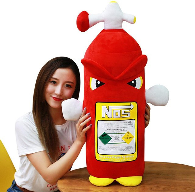 Kreatives Feuerlöscher-Wurfkissen, Puppe Plüschtier, schlafender Junge Mädchen, 80cm, rot - Bild 1