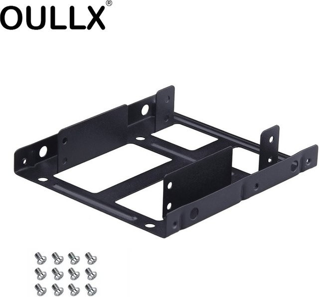 OULLX Festplattenhalterung für 2,5 bis 3,5 Zoll Festplatten und SSD, Dual Desktop Montagehalterung Interner Adapter, Schwarz - Bild 1