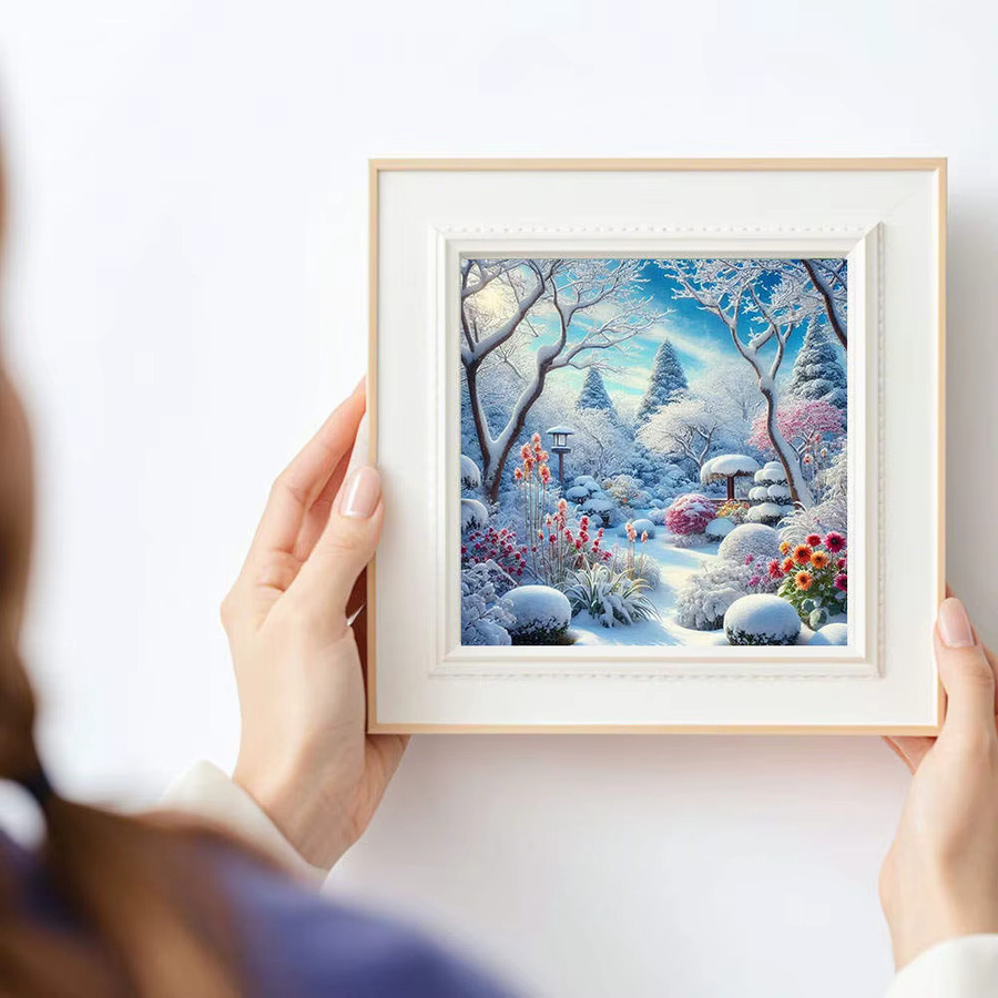 HUACAN Diamantmalerei DIY Set Winter Garten Landschaft 5D Strass Stickerei Kit B/H: 20 x 20 cm - Bild 2