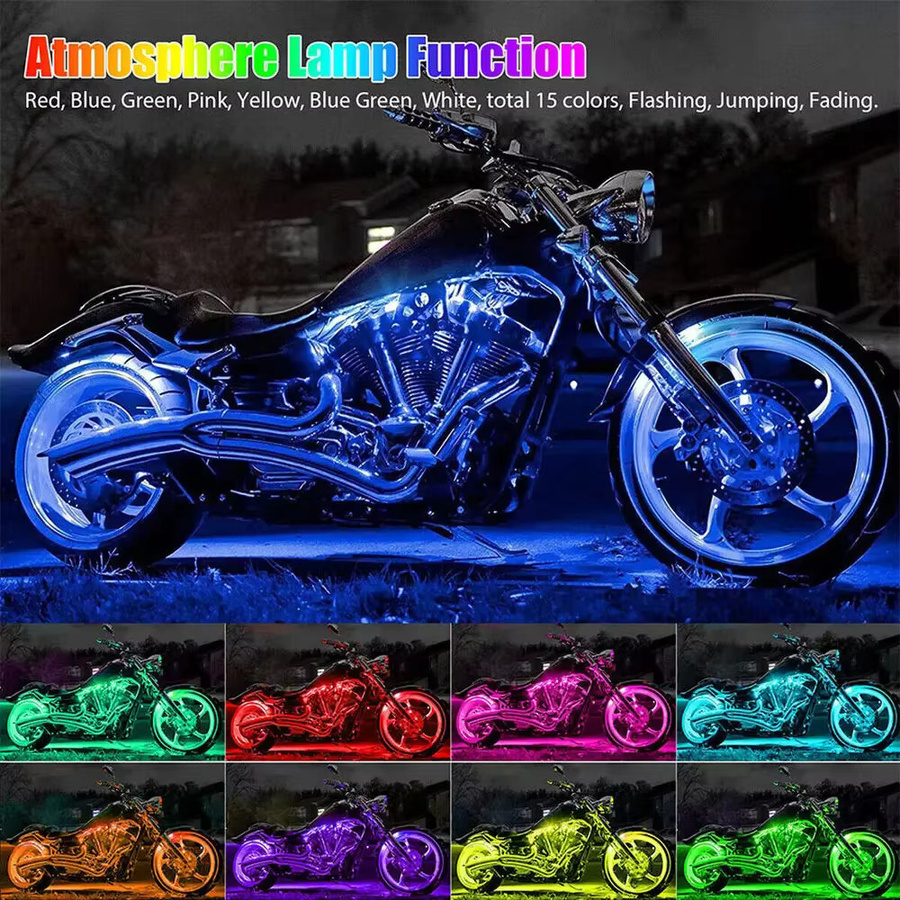 6er Set Motorrad LED Neon Streifen mit RGB Fernbedienung in Multicolour und Schwarz - Bild 4