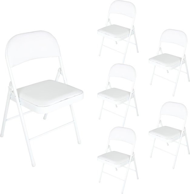 HTI-Living Wedigo Klappstühle 6er Set Weiß aus pulverbeschichtetem Stahl und Stoff - Bild 1