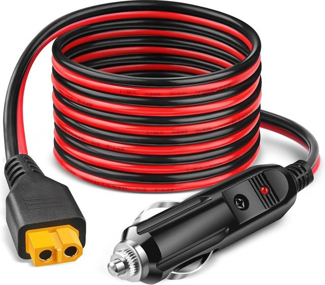 ALLPOWERS XT60 auf Auto-Zigarettenanzünder Adapterkabel, 12 AWG, Schwarz, Länge: 3 m und 1,5 m - Bild 1