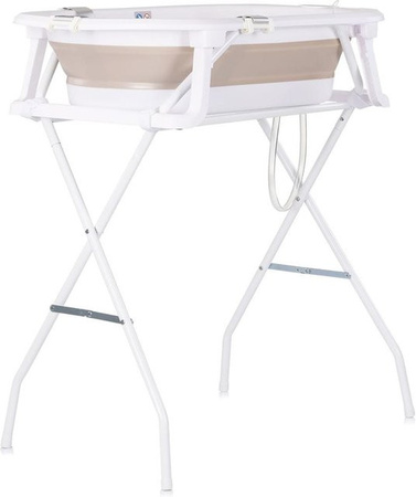 Chipolino Babybadewanne-Set Malibu beige mit Ständer, klappbar, Thermometer und Ablauf
