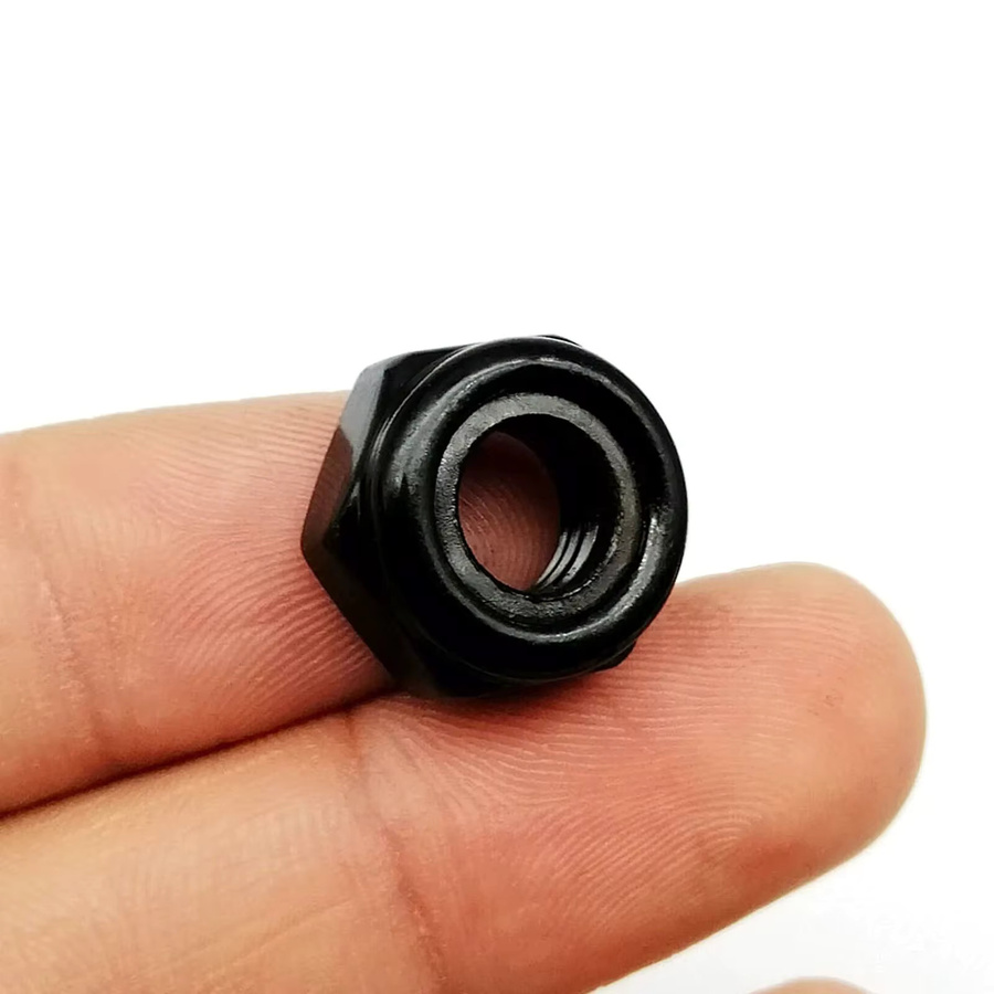 SCREWHOME Selbstsichernde Nylockmuttern aus schwarzem Kohlenstoffstahl mit Nylon-Einsatz, Sechskant-Kontermuttern DIN985 - Bild 3