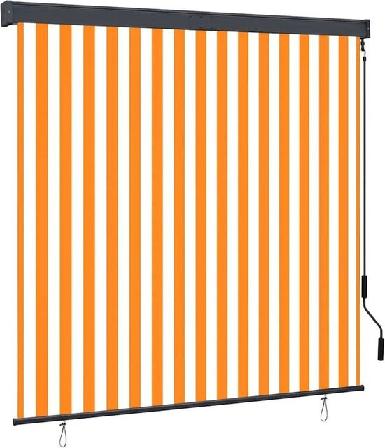 vidaXL Außenrollo mit Kurbel in Weiß und Orange, B/H: 160 x 250 cm - Bild 1