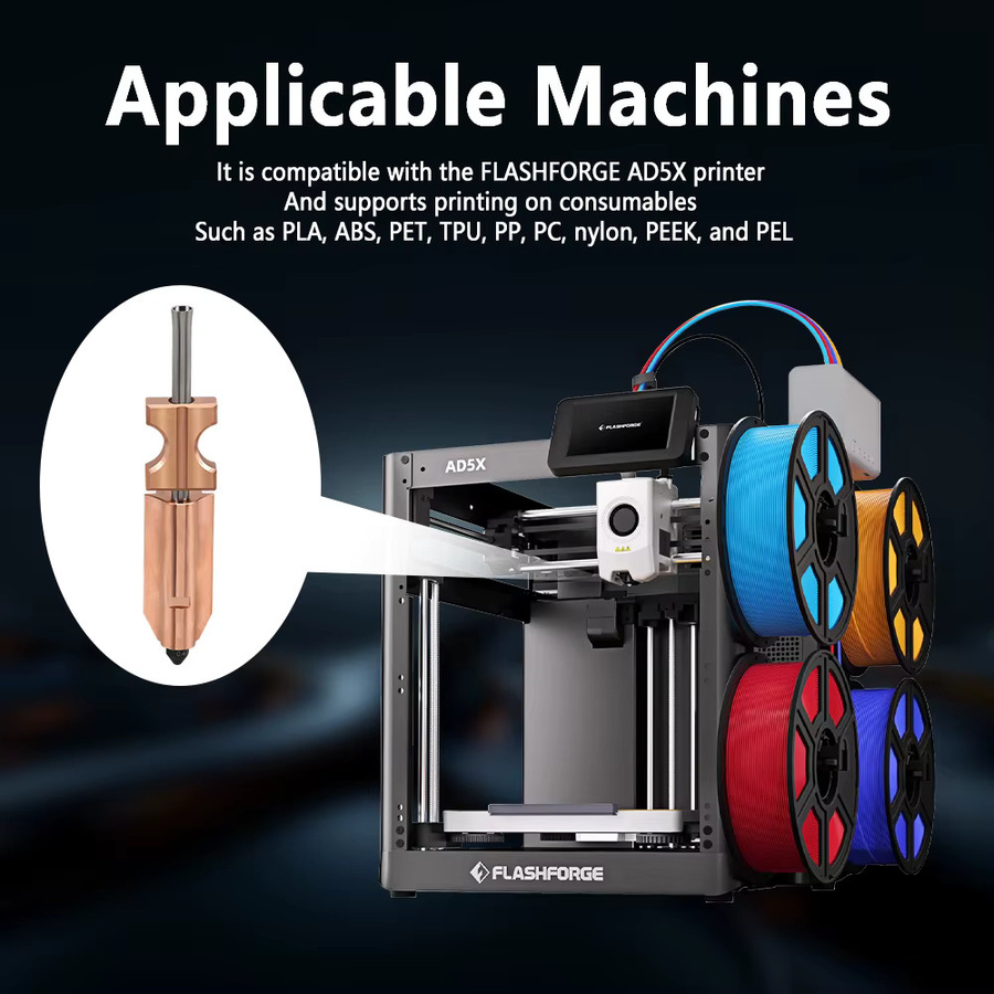 Flashforge AD5X Bimetall-Düsen aus gehärtetem Stahl in Silber, Ersatzdüsen für FDM 3D-Drucker mit 0,2 mm, 0,4 mm, 0,6 mm und 0,8 mm - Bild 2