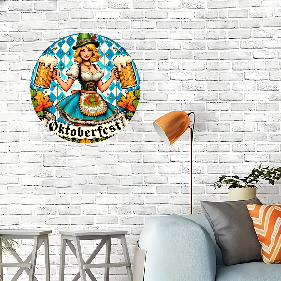 Rundes Aluminium-Wandschild Potdemiel mit Oktoberfest-Motiv, Durchmesser: 20,3 cm - Bild 3