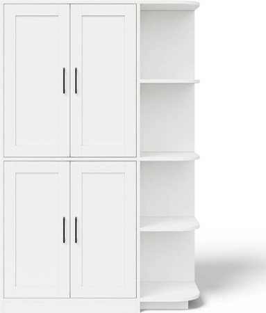 Merax Küchenschrank in Weiß, moderner Vorratsschrank mit 4 Türen und 4 Regalen, B/T/H: 103 x 40 x 163 cm
