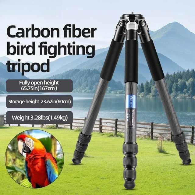 RC334C-L Professionelles Carbonfaser-Stativ in Schwarz mit Kugelkopf und kurzer Mittelsäule für DSLR-Kameras - Bild 1