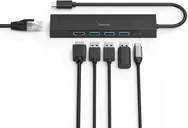 Hama USB-C-Hub Multiport mit 6 Ports, 3x USB-A, 1x USB-C, HDMI 4K UHD und LAN/Ethernet, Schwarz - Bild 2
