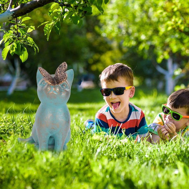 APWIKOGER Katzen-Skulptur aus Kunstharz als wasserdichte Kätzchen-Statue für die Gartenlandschaft und Heimdekoration - Bild 1