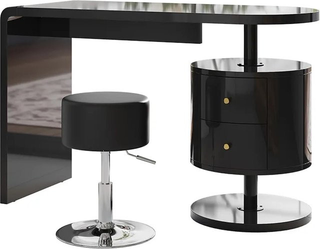 Vicco Schminktisch Lara Schwarz Hochglanz mit Hocker Breite: 120 cm - Bild 2