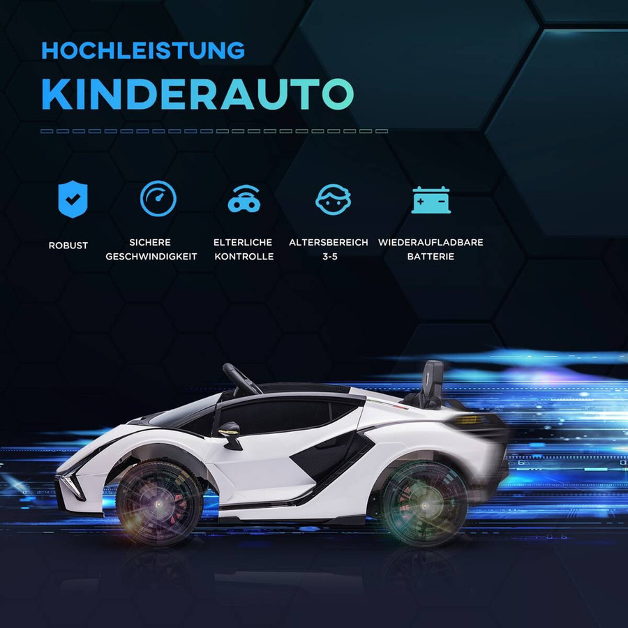 HOMCOM Kinder-Elektroauto, weiß, ab 3 Jahre - Bild 3