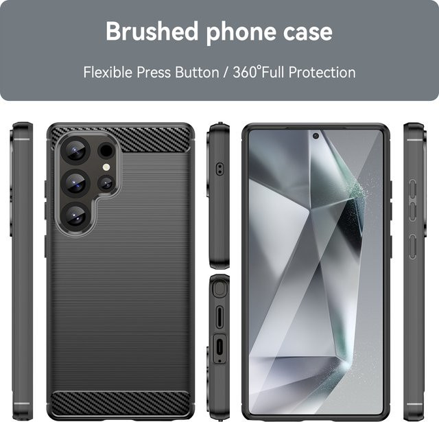 Schutzhülle aus weichem TPU-Silikon mit Carbon-Faser-Optik für Samsung Galaxy S25 S24 S23 Ultra Plus FE in Schwarz - Bild 1