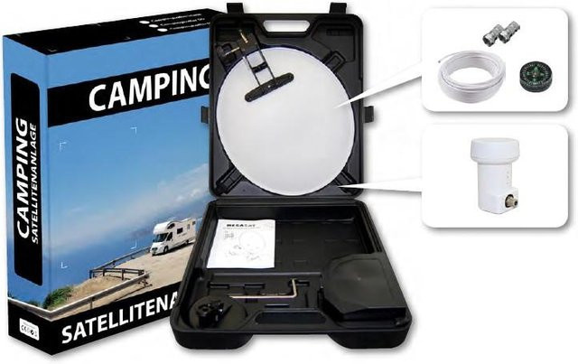 Megasat Campingkoffer SAT-Anlage inklusive LNB, Kabel, Spiegel, Masthalterung und Saugfuß - Bild 2