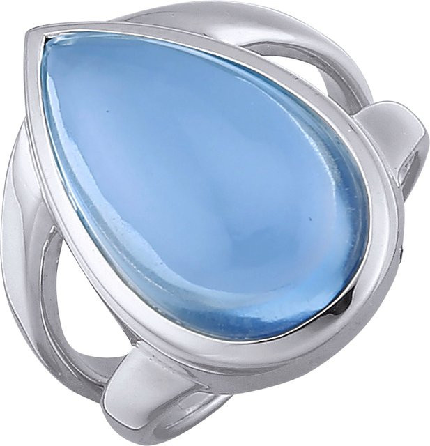 Jamelli Ring 925 Silber, rhodiniert, Quarz, hellblau, Unisex - Bild 1