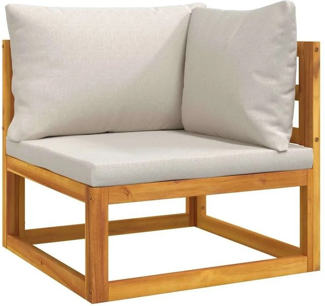vidaXL Modular-Ecksofa aus Akazien-Massivholz in Grau mit Kissen - Bild 1