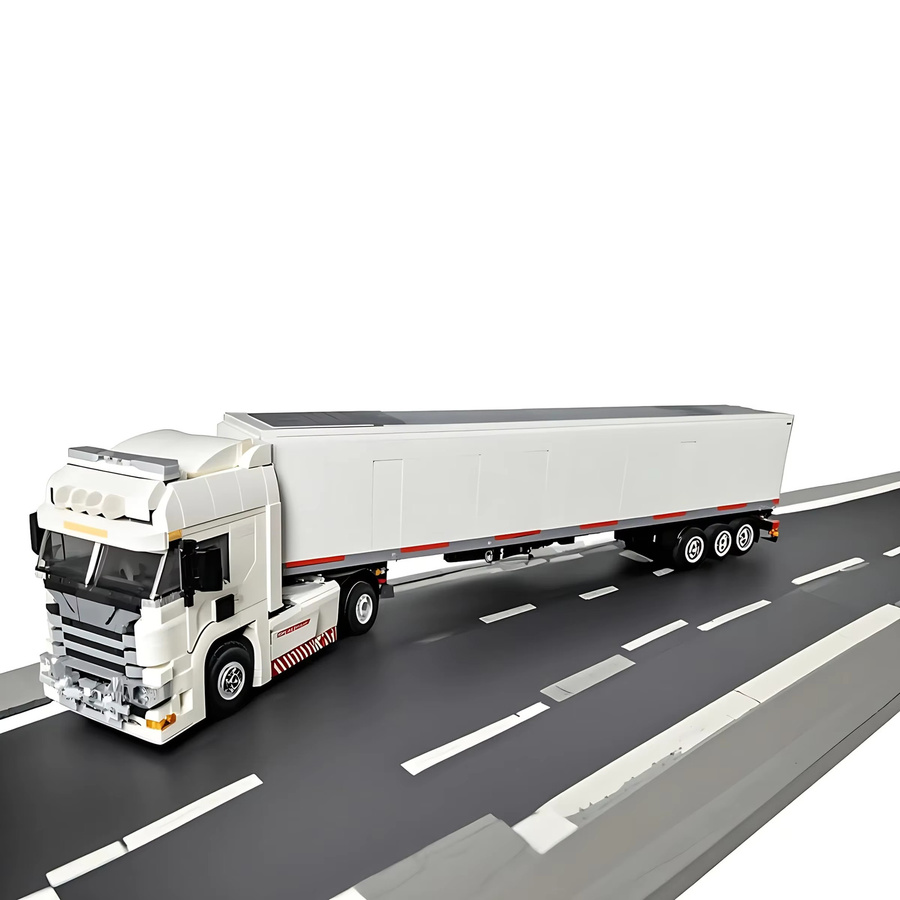Urban Traffic Logistics 2-in-1 Bausteine-Set mit europäischem Anhänger und Kofferwagen in Weiß - Bild 5