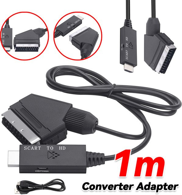 ALLOYSEED Scart zu HDMI Konverter Adapter mit 1080P Video und Audio Unterstützung, Schwarz, Länge: 1 m - Bild 1