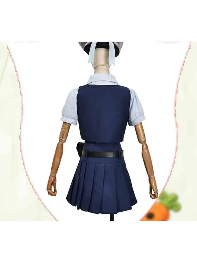 HHYRCOS Anime Zoo Cosplay Kostüm, Kurzarm-Weste Minirock Offizier, Polizei, Blau - Bild 4