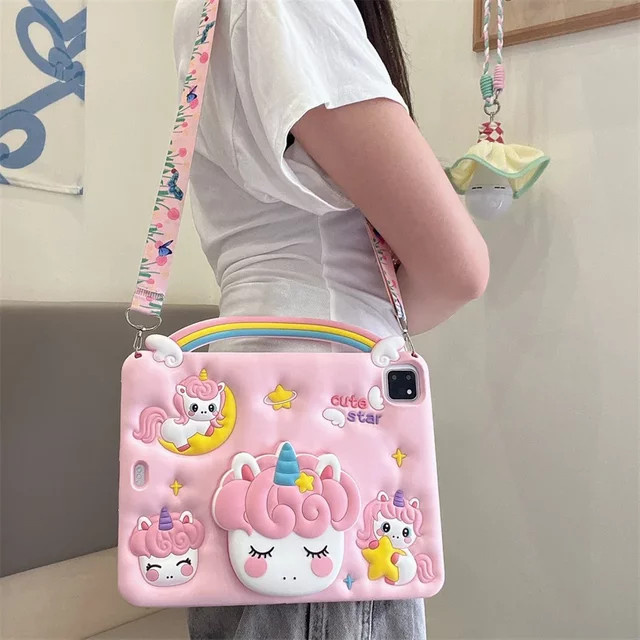 Einhorn Silikon Schutzhülle für Huawei MatePad SE 11 2024 oder Honor Pad X8a X9 2024 in Pink - Bild 1