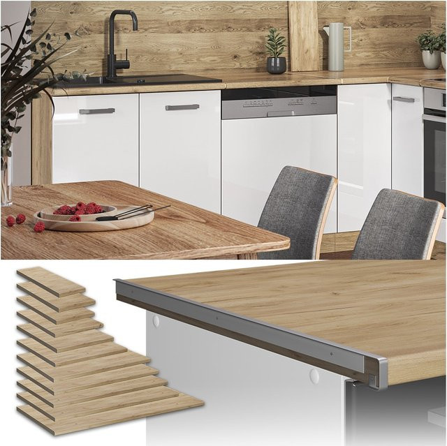 Vicco Küchenarbeitsplatte R-Line in Eiche Braun mit Holzoptik, Breite: 97 cm - Bild 1