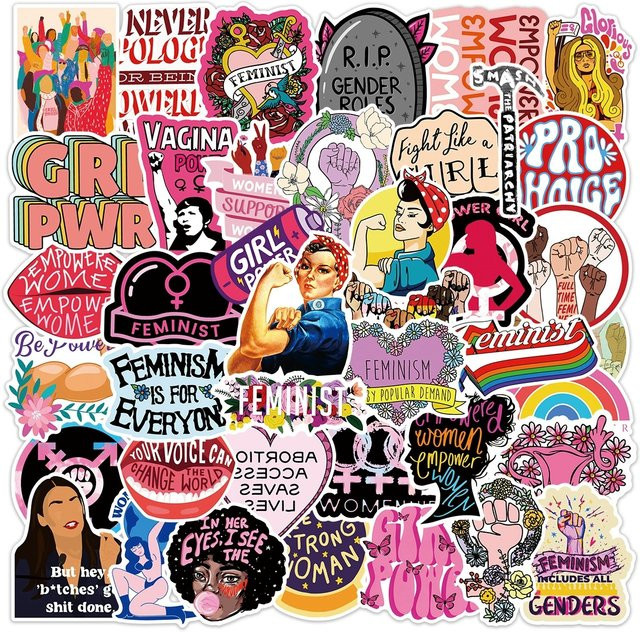 50 oder 100 Stück wasserfeste Damen-Themen-Doodle-Aufkleber in Multicolour für Notebook, Helm, Kühlschrank und Handyhülle - Bild 1