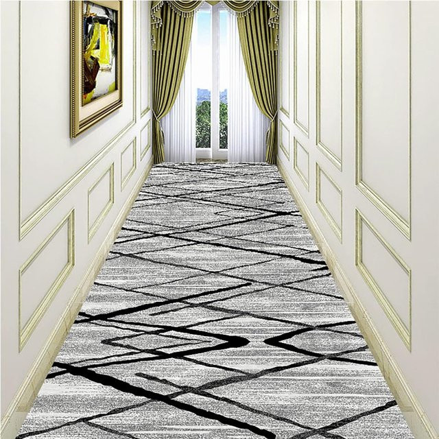VIKAMA Moderner geometrischer Läufer-Teppich in Grau, rutschfest und waschbar, ideal für Küche, Flur oder Balkon - Bild 1