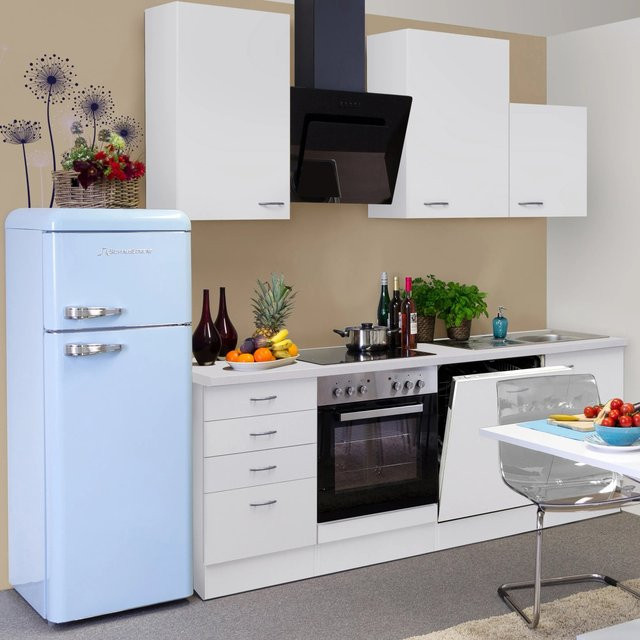 Flex-Well Classic Küchenzeile Wito in Weiß mit Türen und Schubladen, B: 220 cm, H: 85 cm, T: 57 cm - Bild 1