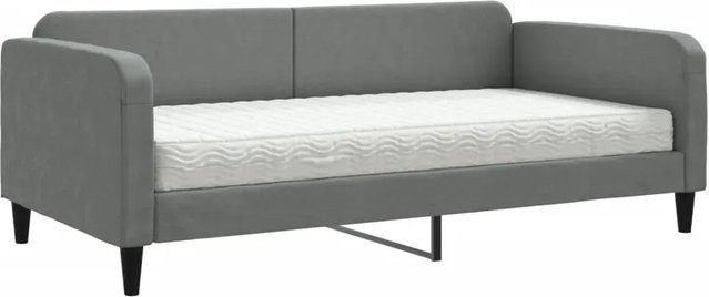 vidaXL Tagesbett mit Matratze in Dunkelgrau, gepolstert mit Stoff und Schaumstoff, Breite: 100-120 cm, Länge: 200 cm - Bild 1
