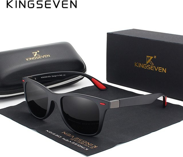 KINGSEVEN Sonnenbrille, quadratisch, Vollrand, Kunststoff, schwarz, Unisex - Bild 1