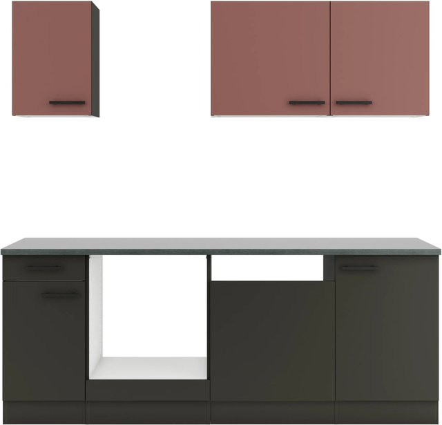 OPTIFIT Küchenzeile Nizza407/Madrid420 in Rostrot und Anthrazit, Breite: 210 cm - Bild 1