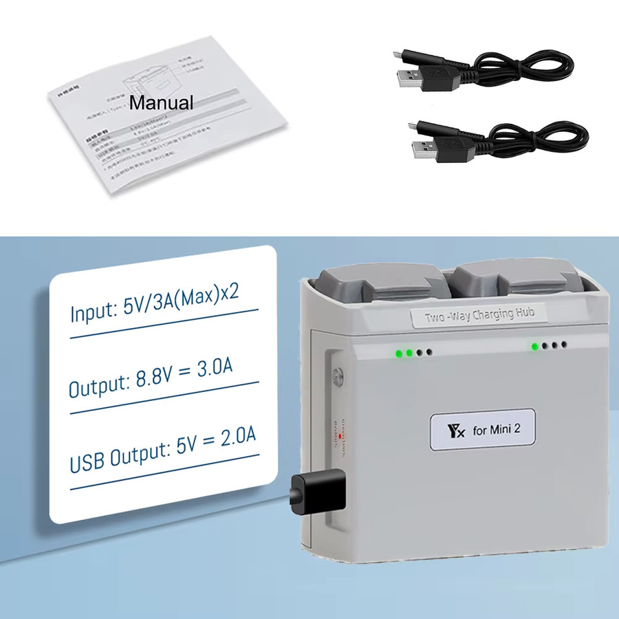 DJI Ladestation für Mini 4K, Mini 2SE, Mini 2 und Mini SE mit Zwei-Wege-Batteriemanager und Schnellladefunktion in Grau oder Weiß - Bild 3