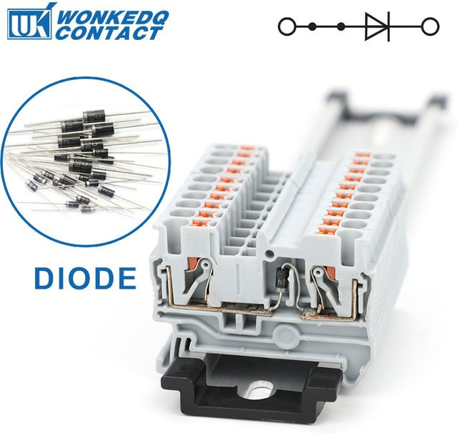 WONKEDQ Diodenklemmenblock DIN-Schiene 1N4007 1A/1200V 2,5mm Kabelverdrahtungsstecker PT 2,5/PTTB 2,5/PT2,5-TW/PT2,5-QU-DT in Grau - Bild 1