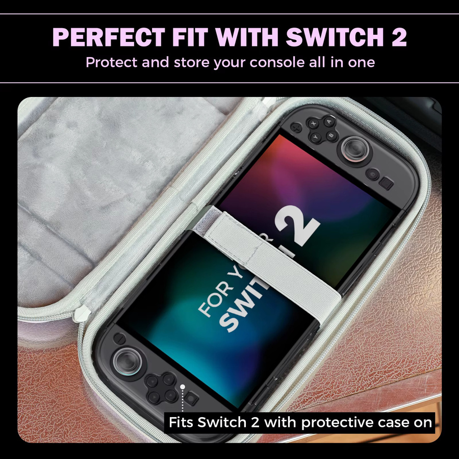IINE Tragetasche für Nintendo Switch 2 aus stoßfestem EVA-Material in Rosa und Schwarz - Bild 2