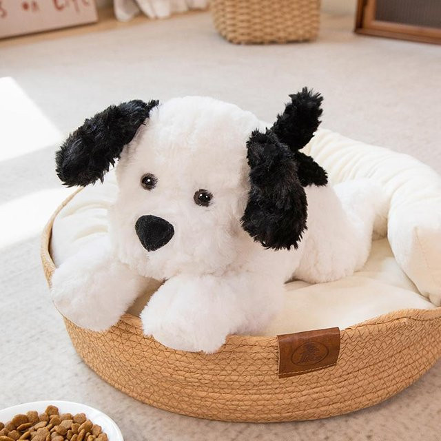 Niedlicher Welpe Plüschtier, Hund Puppe, schwarz weiß, ab 3 Jahren - Bild 1