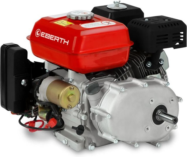 Eberth Benzinmotor 4-Takt mit 6,5 PS und 4,8 kW, rote Farbe, 20 mm Ø Welle, Ölbadkupplung und E-Start - Bild 1