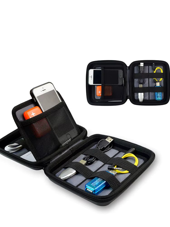 Otmagelu Elektronische digitale Produkt Aufbewahrungstasche in Schwarz für Home und Travel mit Zip-Lock und EVA-Schutzhülle für Datenkabel und Ladegeräte - Bild 5