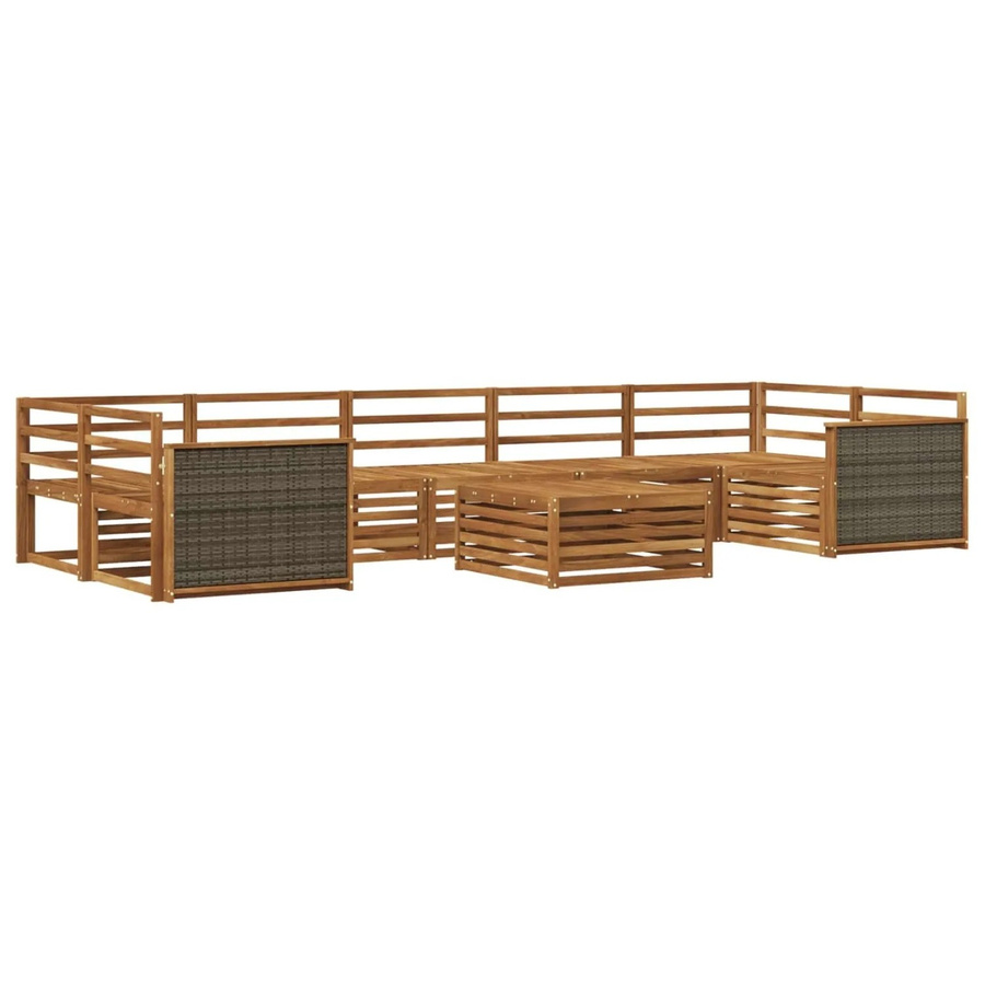 vidaXL Outdoor-Sofagarnitur aus Massivholz Akazie in Natur Braun, 8-teiliges Set im U-Shape mit Latten-Design - Bild 2