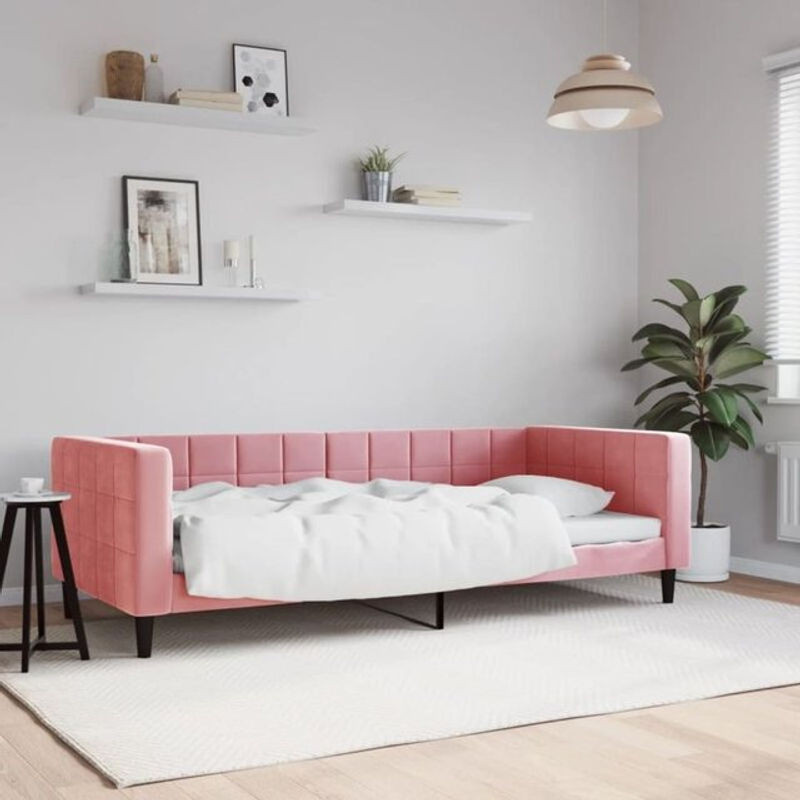 Modernes Polsterbett Vidaxl in Rosa aus Samt und Metall, B/T: 90 x 200 cm - Bild 1