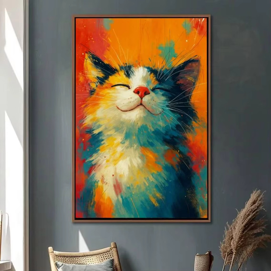 Abstraktes Katzen-Wandbild auf Leinwand von SHENCHEN in Mehrfarbig - Bild 2